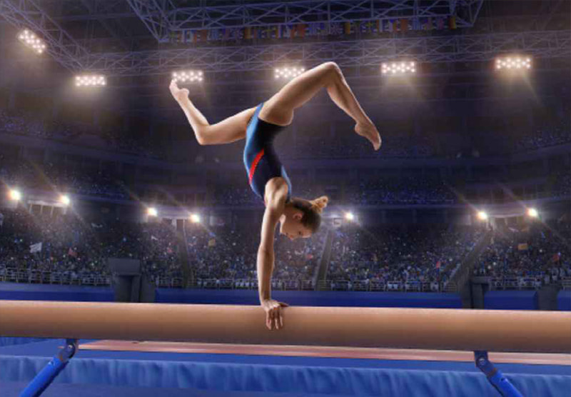 Speeding car on a race track.