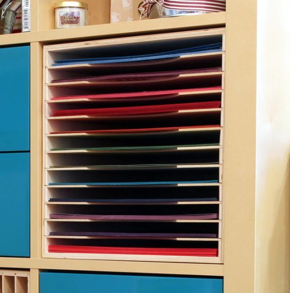 craft room scrapbook paper color organization