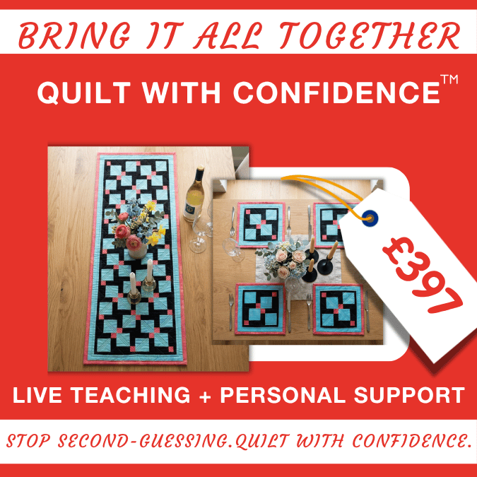 Quilt With Confidence live quilting programme, £397, with live teaching and personal support.